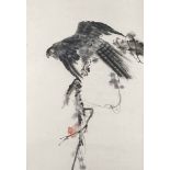 China - - Xin Luo Shan Ren. Adler und Ahorn. 20. Jh. Holzdruck auf Papier. Montiert auf festem