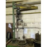 Bench mounted swing arm jib with Demag chain and block