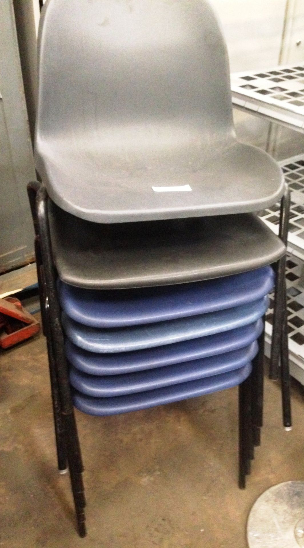 7 x plastic stackable chairs - grey and blue - staffroom, canteen,waiting etc - Image 2 of 2