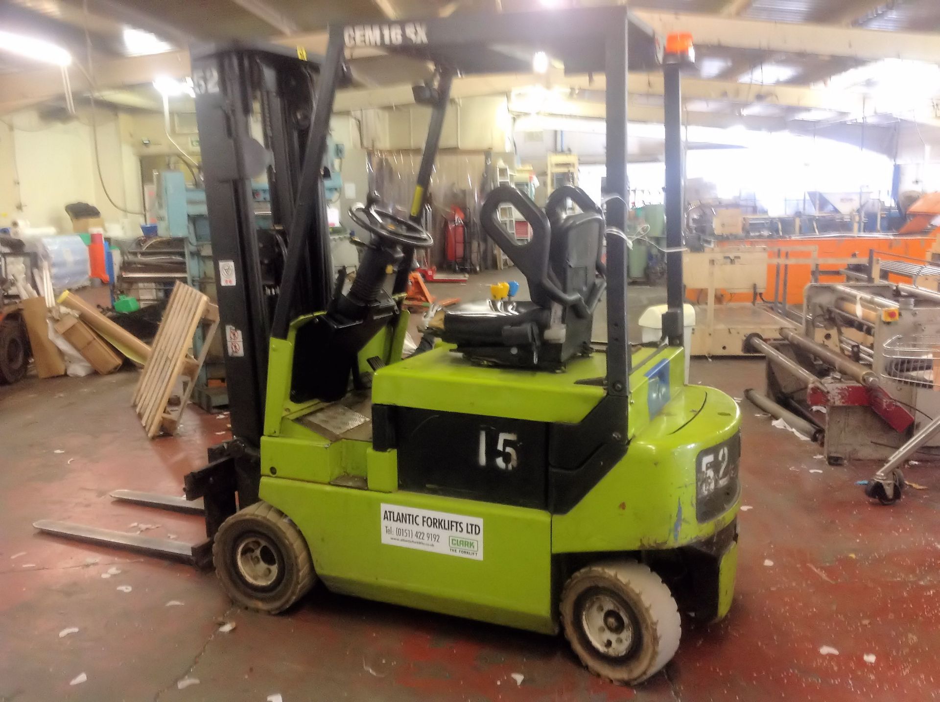 Clarke Model CEM 16-SX 1600 kg electric forklift truck with integral side shift & charger - Image 2 of 10