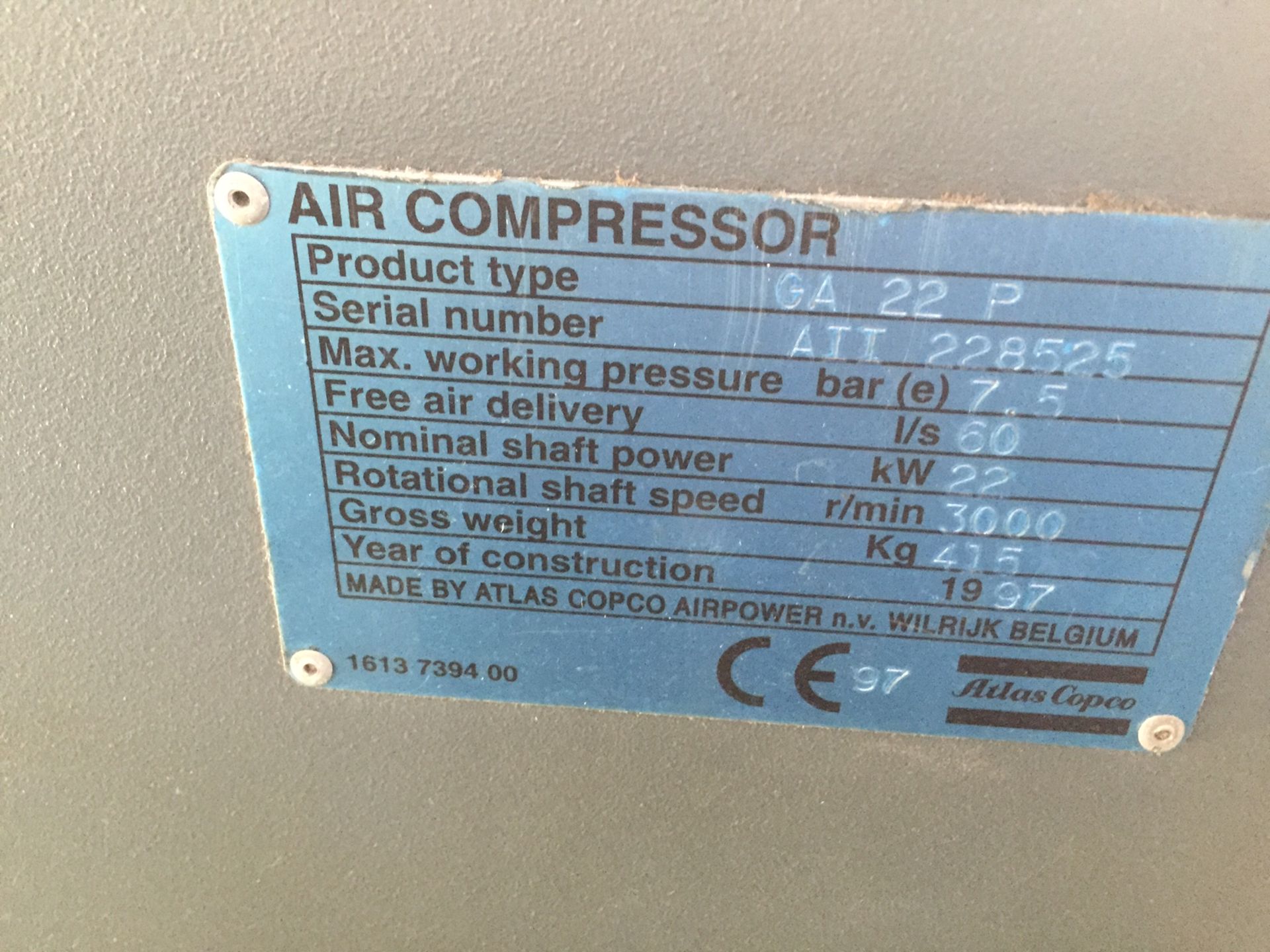 Atlas Copco Type GA22P compressor - Image 2 of 2