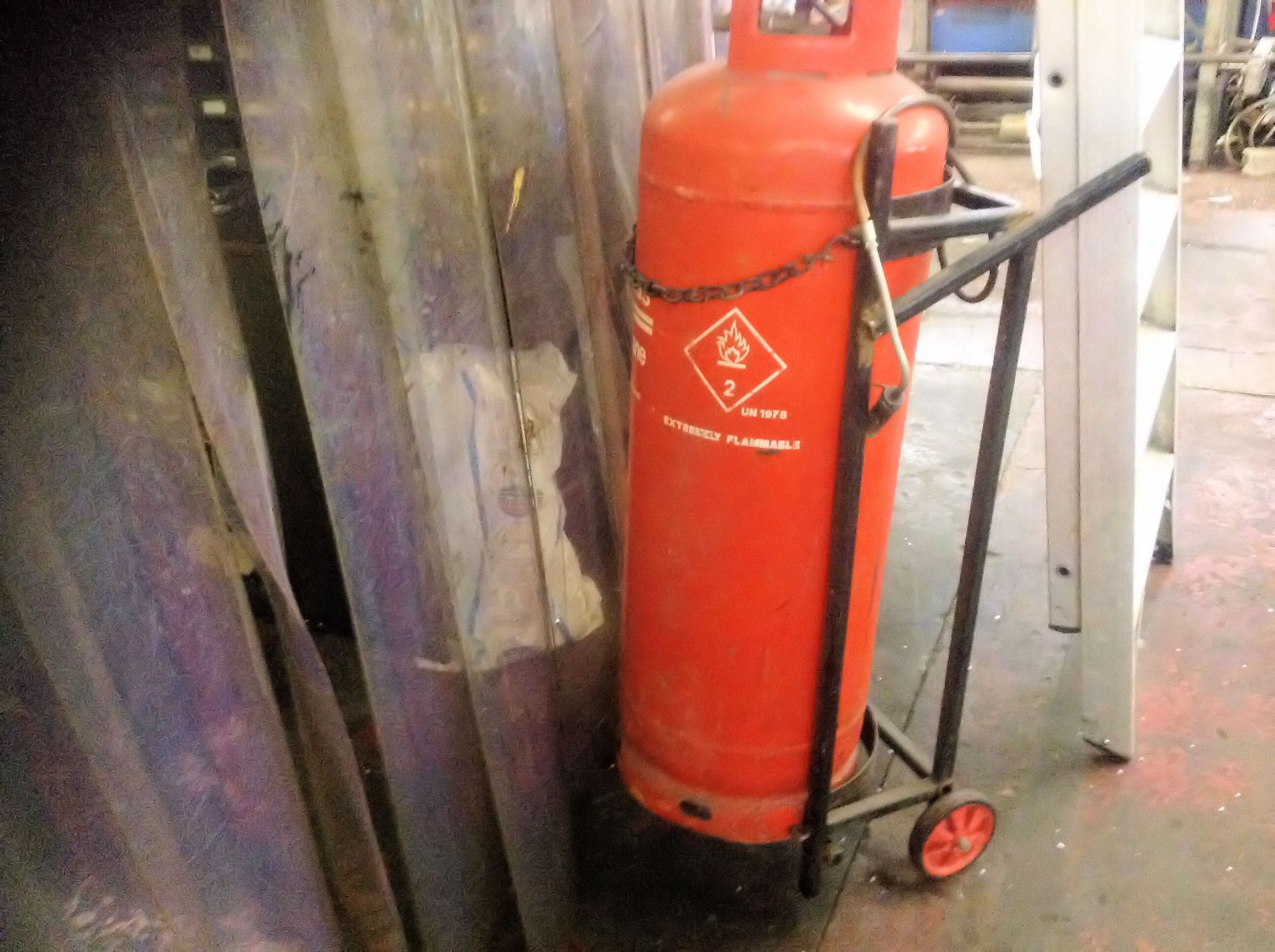 Gas bottle trolley with torch (bottle excluded)