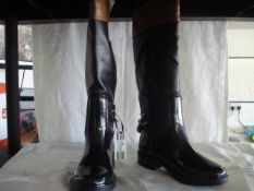 NEW EX DISPLAY POSH WELLIES DANSBURITE BOOT BLACK/TAN SIZE EU 37