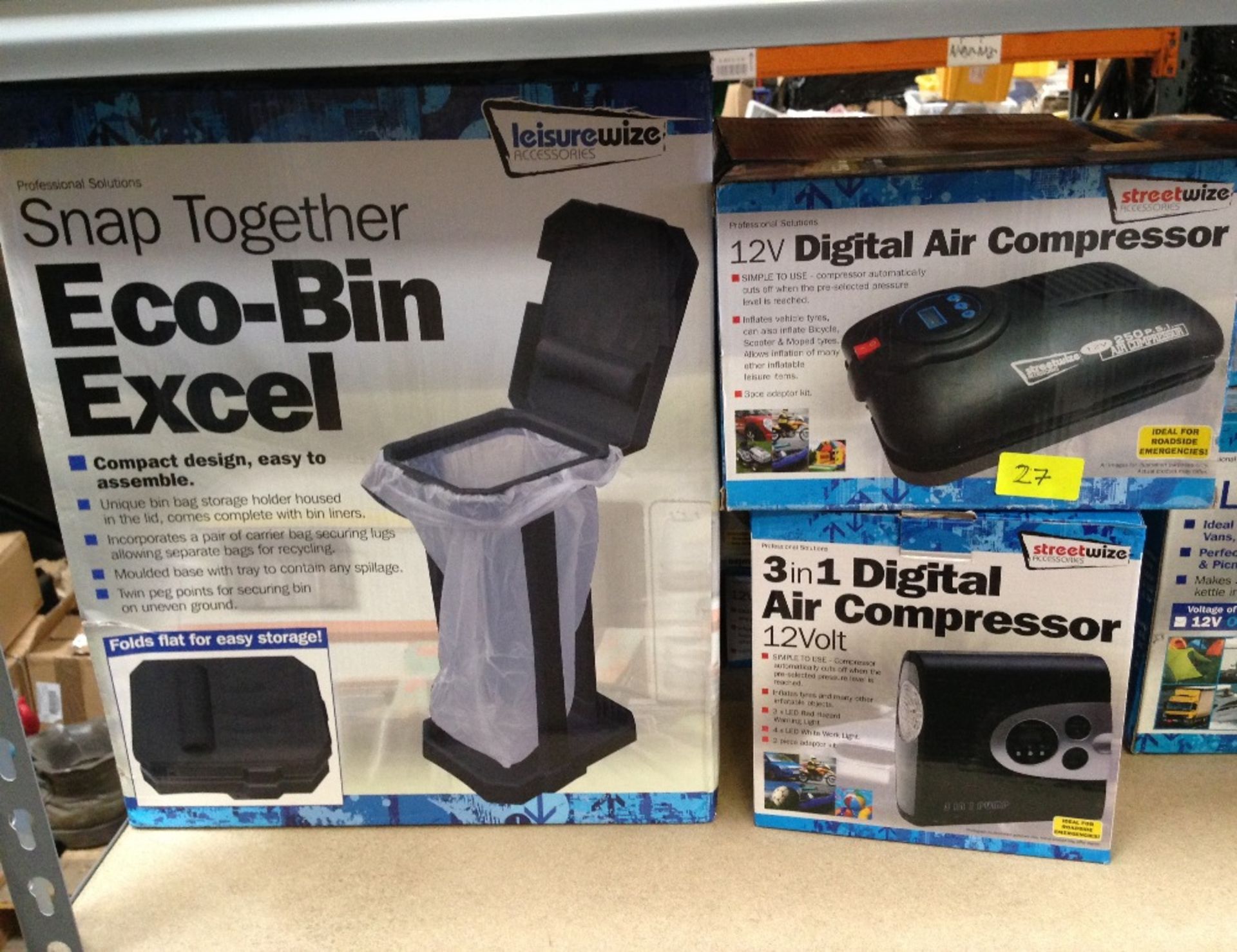 2 x Eco Bin Excel units & 2 boxed digital air compressor rrp appx £80 lot