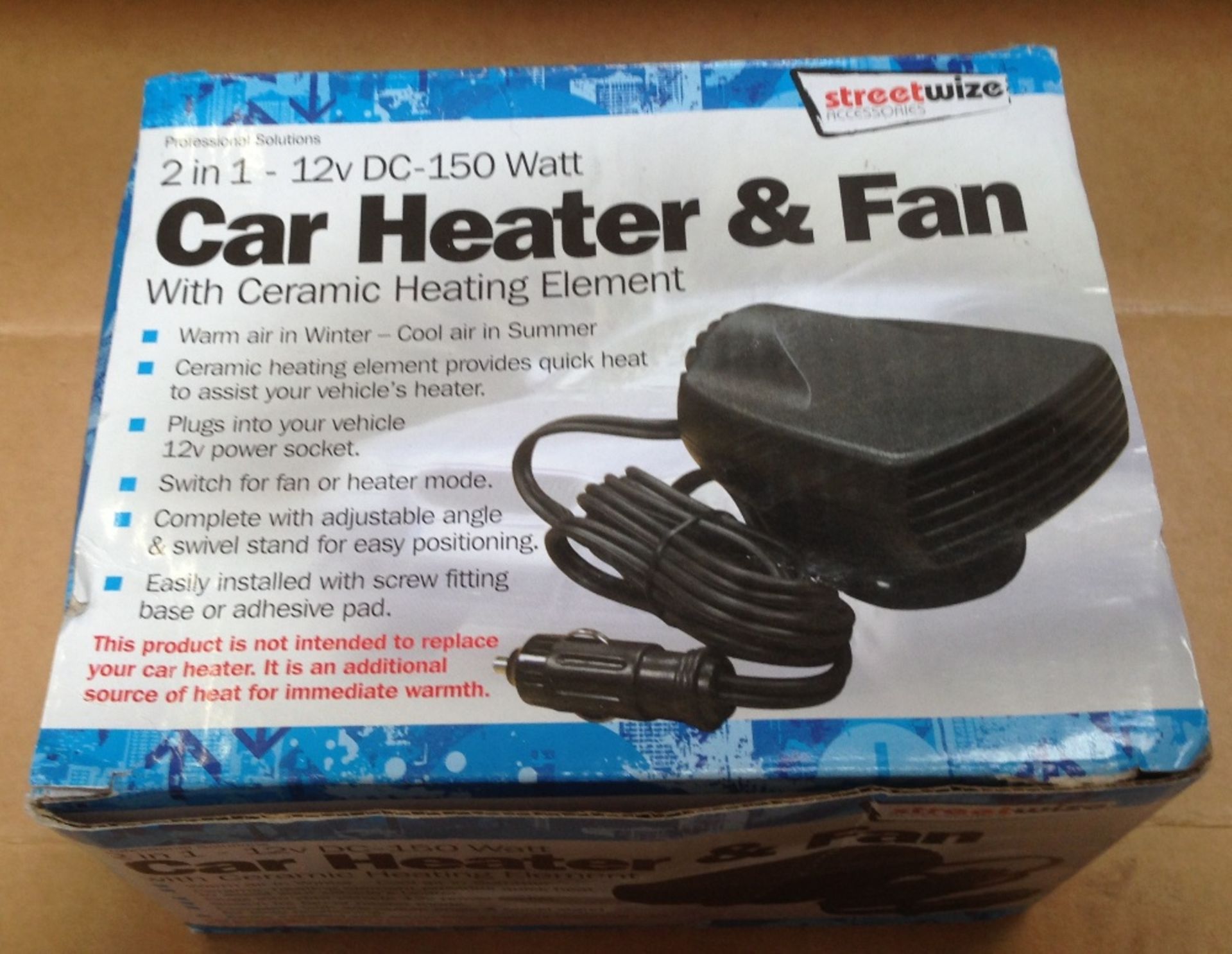 9pcs - Streetwise -  2 in 1 , 12V car heater / fan unit with ceramic heating element -  rrp £12.99 .