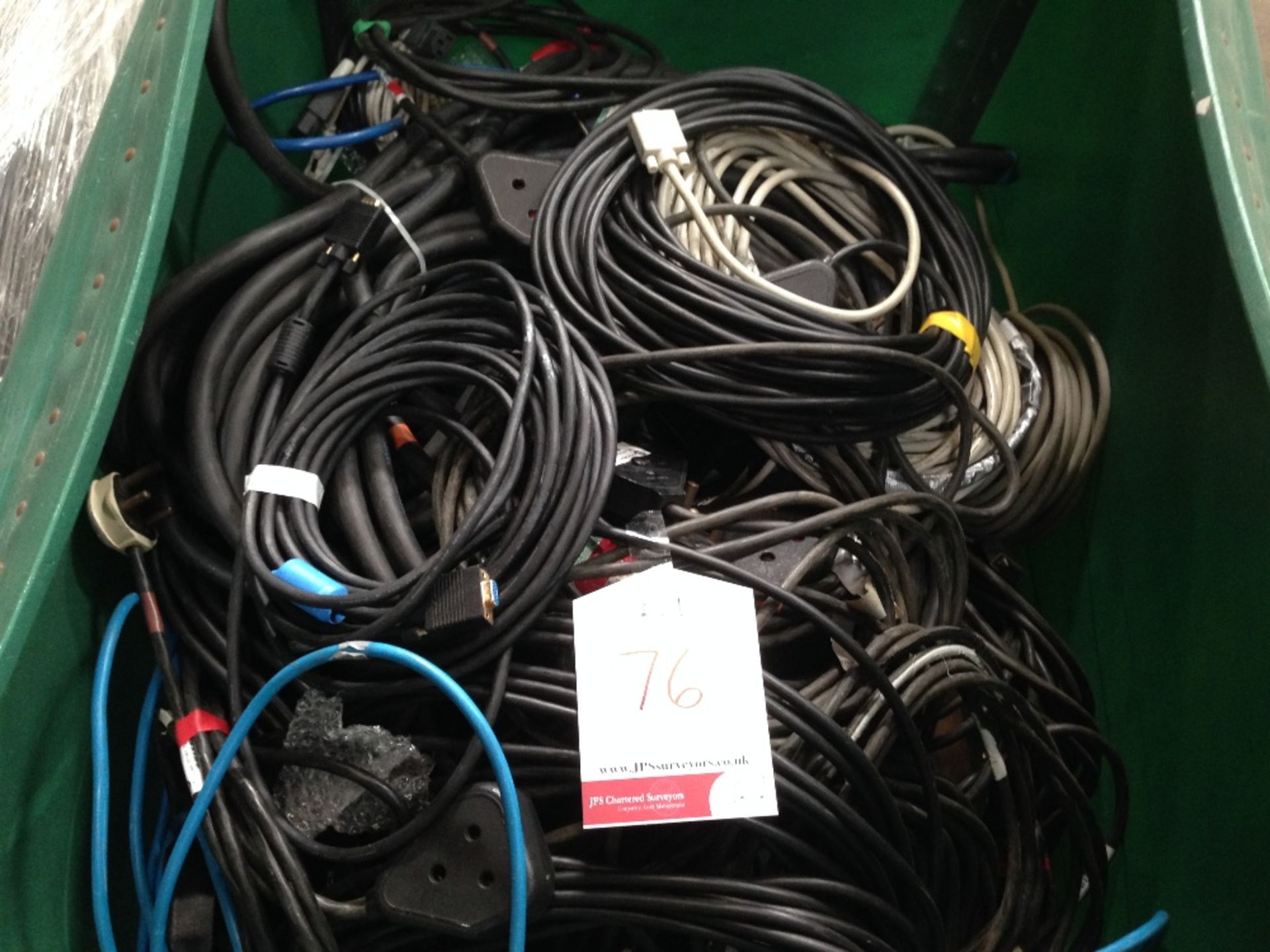 Large quantity of audio, VGA and power cables (tub not included)