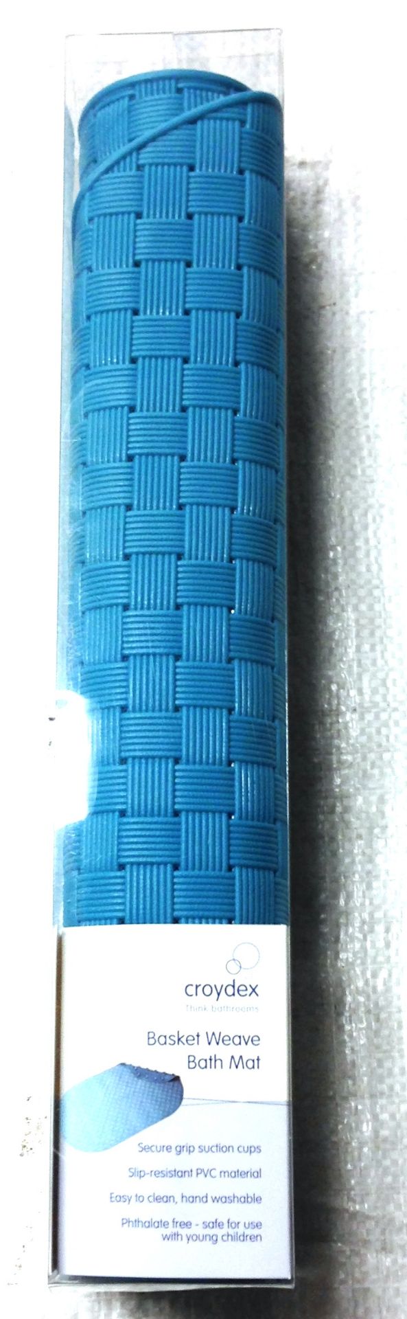 12 x Blue Croydex PVC basket weave bath mats 39 x 69cm with suction cups