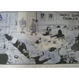 'MAC' (Stan McMurtry), an original pen and ink cartoon depicting the aftermath of HRH Prince