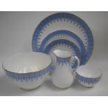 A part Royal Worcester Regency Blue tea set (Rd No 46051) comprising: 11 x cups; 12 saucers; 10 x