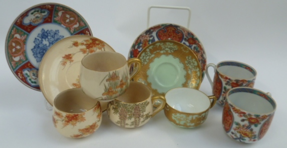 An assortment of Japanese porcelain tea wares to include Noritake, Imari and Satsuma designs, - Image 2 of 4