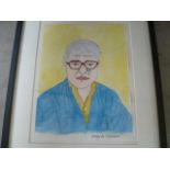 Daisy de Villeneuve, a pencil, crayon and watercolour portrait of a man, signed.