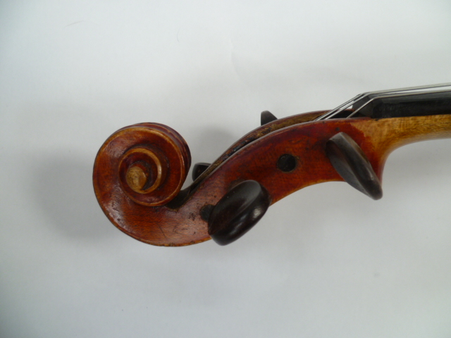 An early 20th century violin (possibly Berlin School) complete with Lupot bow, contained within an - Image 3 of 10