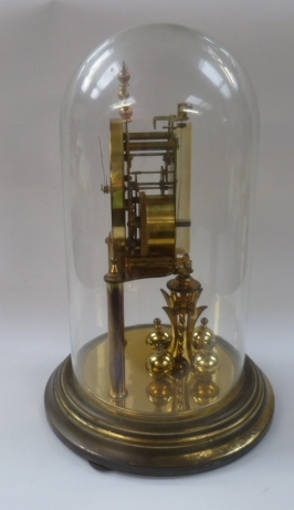 A two train cuckoo clock and a brass 400 day mantel clock contained within a glass dome. - Image 2 of 2