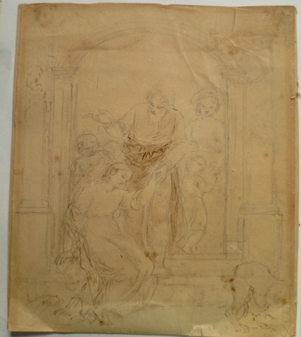 John Massey Wright, an early 19th century pencil and wash sketch for an illustration for 'Pilgrim'