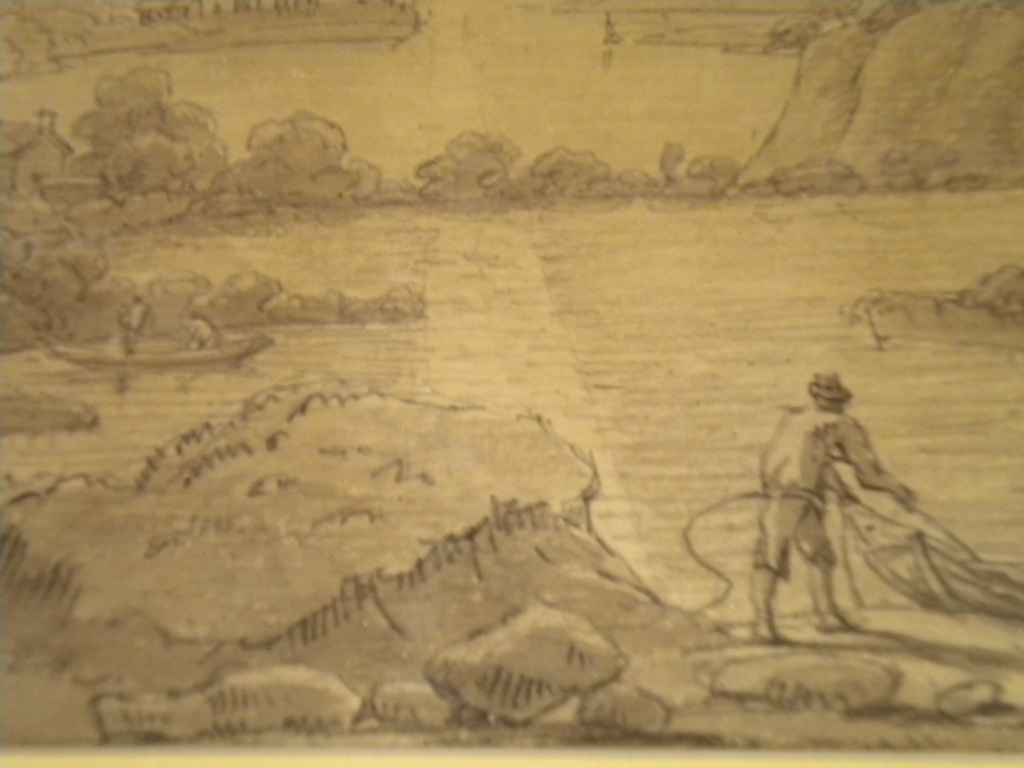 Thomas Sunderland, a pencil and wash sketch of Dumbarton Castle within an extensive landscape, - Image 2 of 3