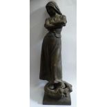 After A.J. Scotte, a bronzed spelter figurine, 'Labeur'.