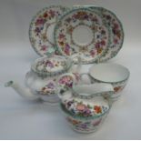 A Spode Copelands china part Lauriston tea set comprising tea pot, jug and bowl, two plates two