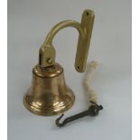 A brass fire engine bell with iron clanger.(purportedly used on a fire engine during the Coventry