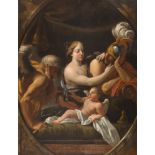 SIMON VOUET (UMKREIS)
1590 - Paris - 1641

Venus mit Mars, Amor und Chronos.

Öl auf Leinwand,
