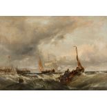 WILLEM GRUYTER
1817 - Amsterdam - 1880

Segelboote auf stürmischer See vor der holländischen Küste.