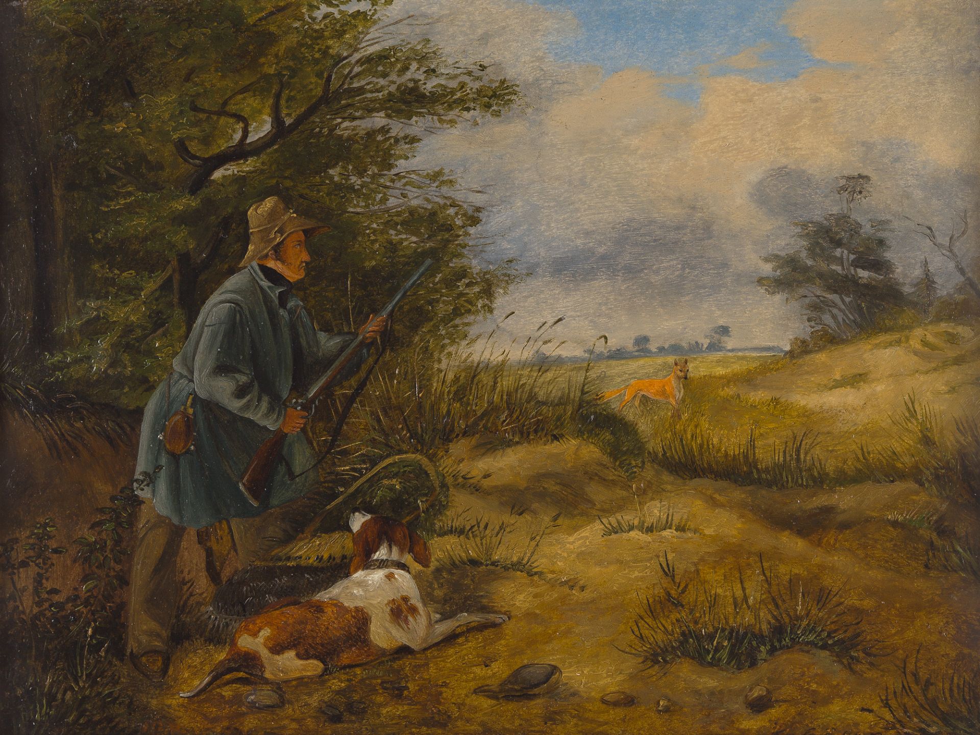 CARL FRIEDRICH GÖSER
1803 - Biberach - 1858

Auf der Fuchsjagd.

Öl auf Velinkarton. 20 : 27 cm.