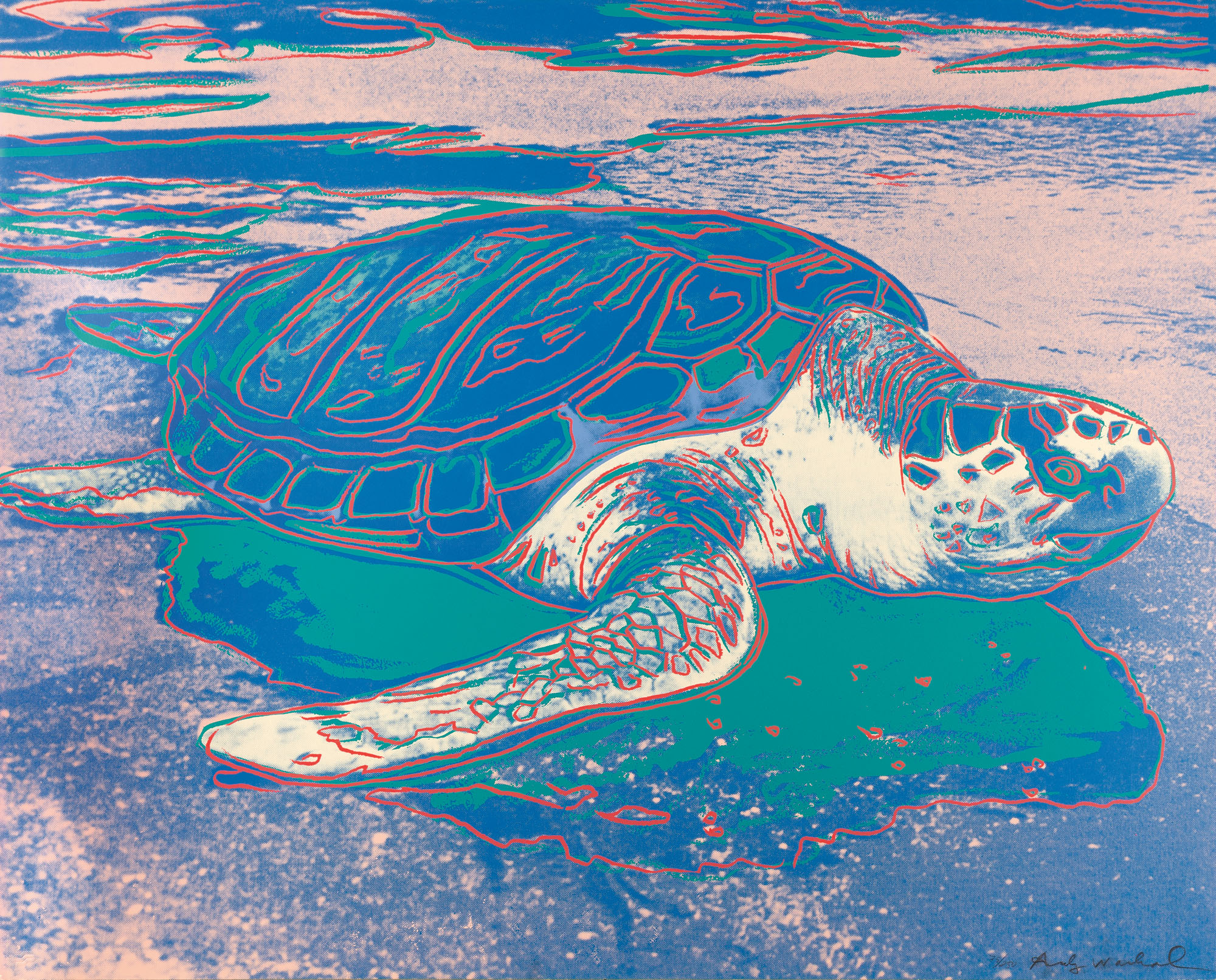 ANDY WARHOL
1928 Pittsburgh - New York 1987

Turtle.
1985
Farbige Serigraphie auf Lenox-Museums-