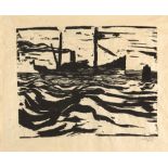 EMIL NOLDE
1867 Nolde - Seebüll 1956

Fischdampfer.
1910
Holzschnitt auf bräunlichem Japan. (