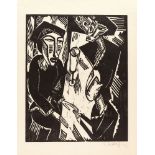 KARL SCHMIDT-ROTTLUFF
1884 Rottluff bei Chemnitz - Berlin 1976

Drei am Tisch.
1914
Holzschnitt