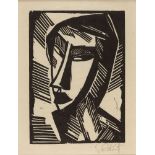 KARL SCHMIDT-ROTTLUFF
1884 Rottluff bei Chemnitz - Berlin 1976

Weiblicher Kopf.
1915
Holzschnitt