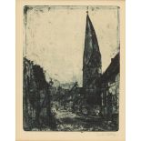 EMIL NOLDE
1867 Nolde - Seebüll 1956

Schiefer Turm in Soest.
1906
Radierung und Aquatinta in Blau