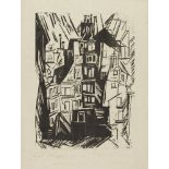 LYONEL FEININGER
1871 - New York - 1956

Pariser Häuser.
1920
Holzschnitt auf dünnem Japanbütten. (