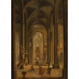 CHRISTIAN STÖCKLIN
1741 Genf - Frankfurt a. M. - 1795

Kircheninterieur.

Öl auf Holz. 24,8 : 18 cm.