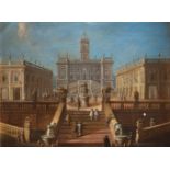 JOHANN WILHELM BAUR
1607  Straßburg - Wien 1642

Ansicht des Campidoglio, Rom.

Öl auf