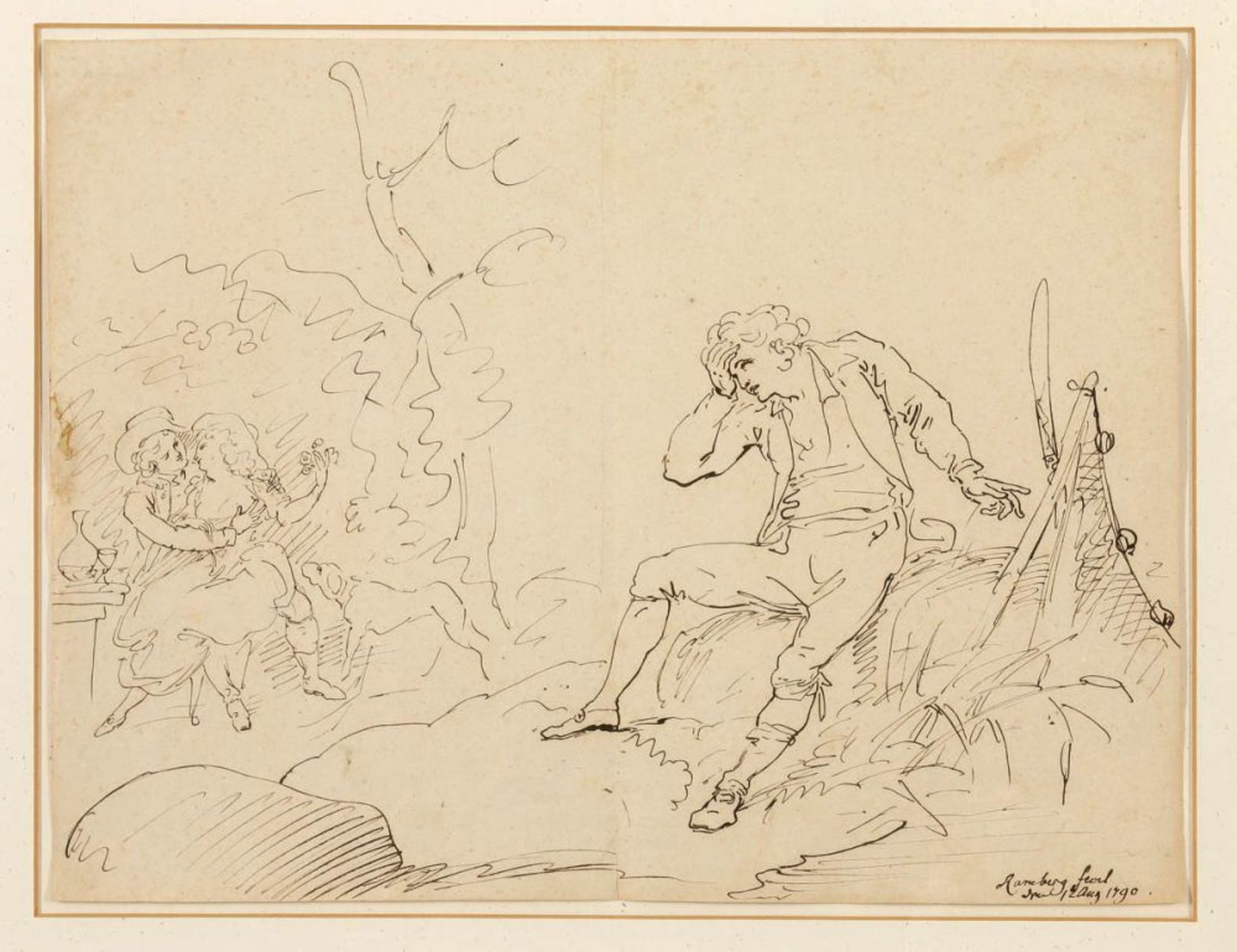 Johann Heinrich Ramberg 1763 Hannover - 1840 Hannover - Allegorie auf die Eifersucht - Tusche/