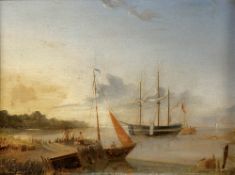 Abraham (I) Hulk 1813 London - 1897 Zevenaar, Niederlande - Segelschiffe vor der Küste auf ruhiger