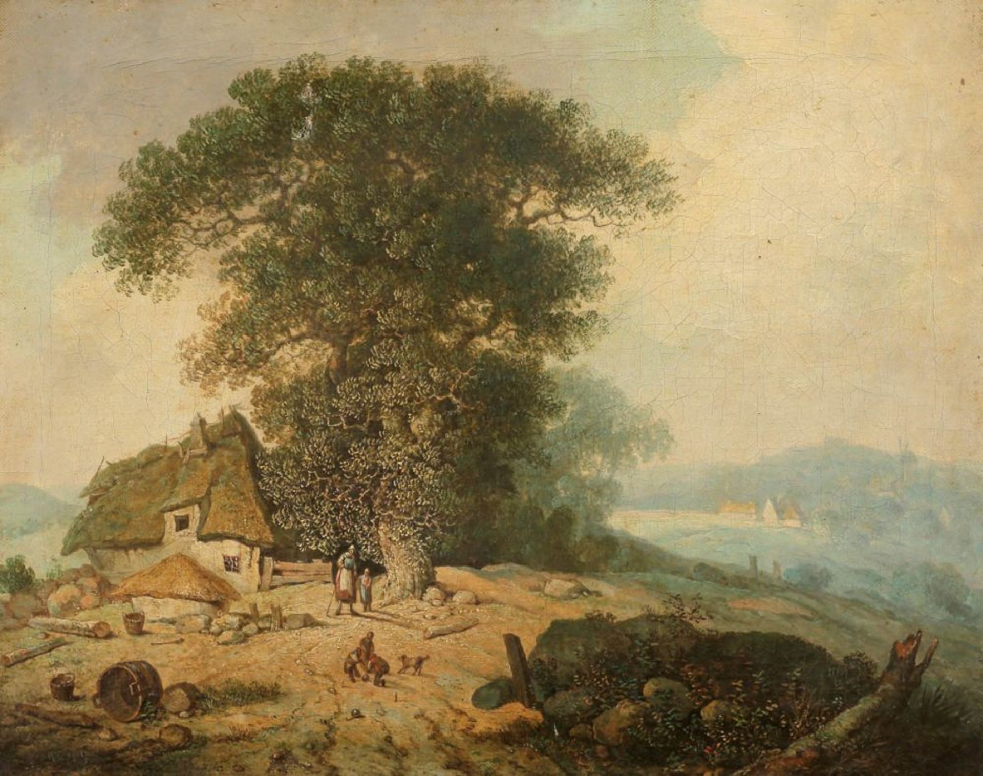 Johan H. Gradt Künstler des 19. Jahrhunderts - Bauernkate am Waldrand - Öl/Lwd. 30,5 x 39 cm.