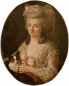 Adélaide Labille-Guiard 1749 Paris - 1803 Paris Umkreis - Bildnis einer Dame mit Schoßhund - Öl/Lwd.
