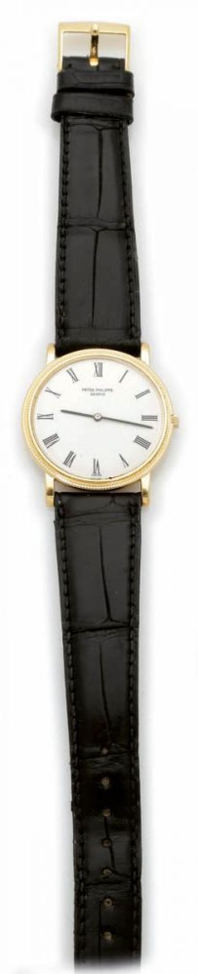 Patek Philippe-Herrenarmbanduhr Fa. Patek Philippe, Schweiz. Modell: Calatrava. 750er GG, gestemp. - Bild 2 aus 2