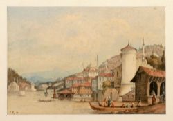 Künstler des 19. Jahrhunderts - Zwei Ansichten von Istanbul - 2 Aquarelle/Papier. 16 x 22,8 cm