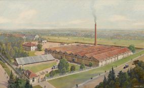 Ferdinand Weeser-Krell 1883 Alf/Mosel - 1957 Wien - Ansicht der Webereifabrik Beständig (Russland) -
