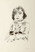 Jeanne Mammen 1896 Berlin - 1976 Berlin - "Mädchen mit Katze" - Offsetlithografie nach der Vorlage/