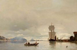 Franz Richard Unterberger 1838 Innsbruck - 1902 Paris attr. - "Schiffe in einem norwegischen