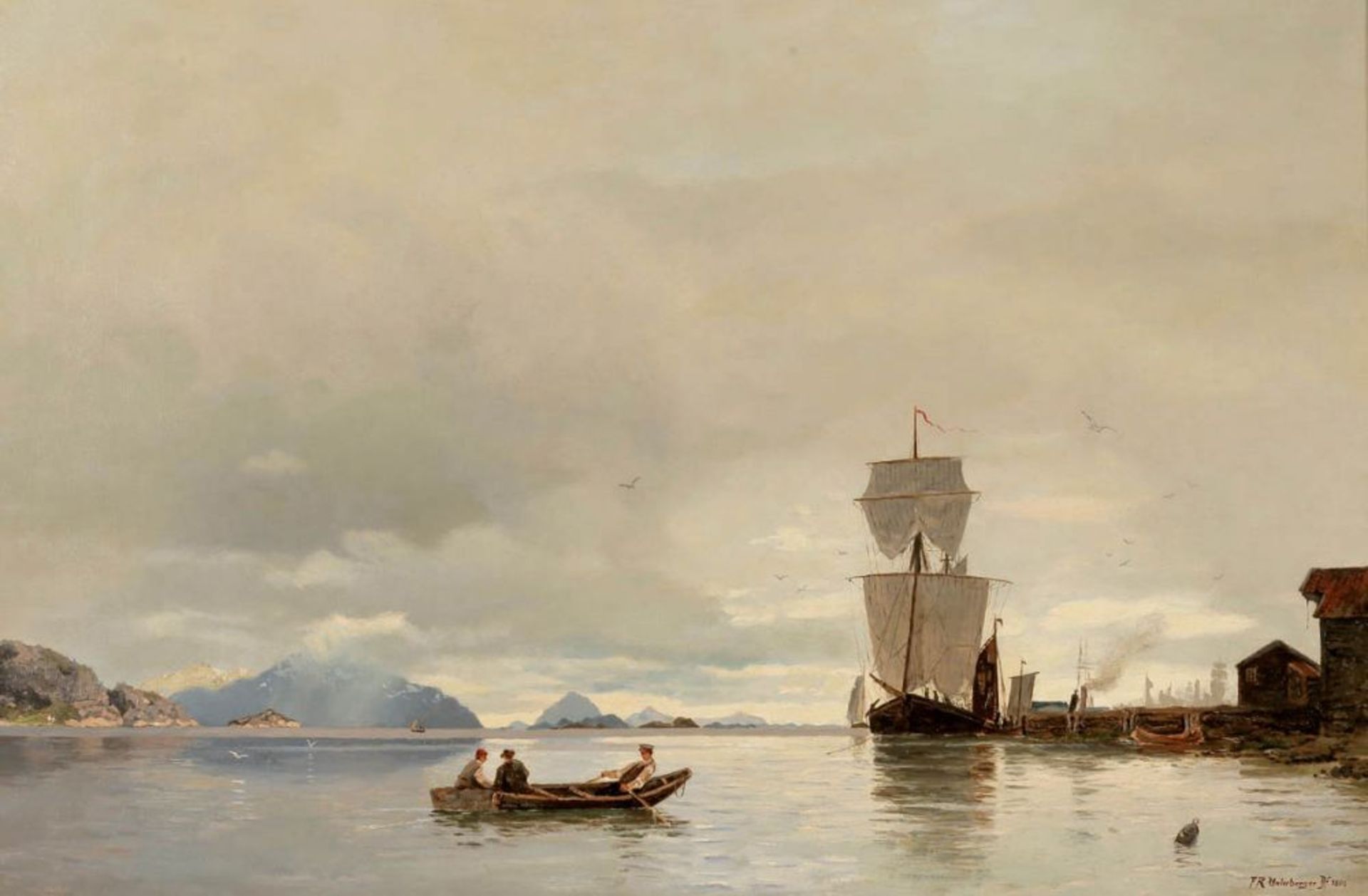 Franz Richard Unterberger 1838 Innsbruck - 1902 Paris attr. - "Schiffe in einem norwegischen