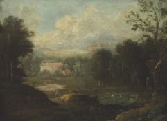 Peter von Bemmel1685 Nürnberg - 1753 Regensburg - Landschaft mit Herrenhaus - Öl/Kupfer. 16,5 x 21,5