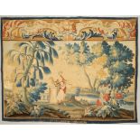 TapisserieAubusson/Frankreich, um 1700. Baumwolle. Pflanzenfarben. 150 x 200 cm. Bez. M. u.: