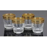 4 Whiskeybecher "Thistle Gold"Verreries & Cristalleries de Saint Louis. Farbloses Kristallglas,