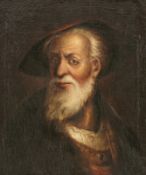 Künstler des 19. Jahrhunderts- Bildnis eines bärtigen Mannes mit Hut - Öl/Lwd. 63 x 52 cm. Rahmen.