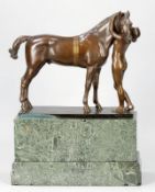 Erich Schmidt-Kestner1877 Berlin - 1941 Kassel - Amazone mit Pferd - Bronze. Braun und gold