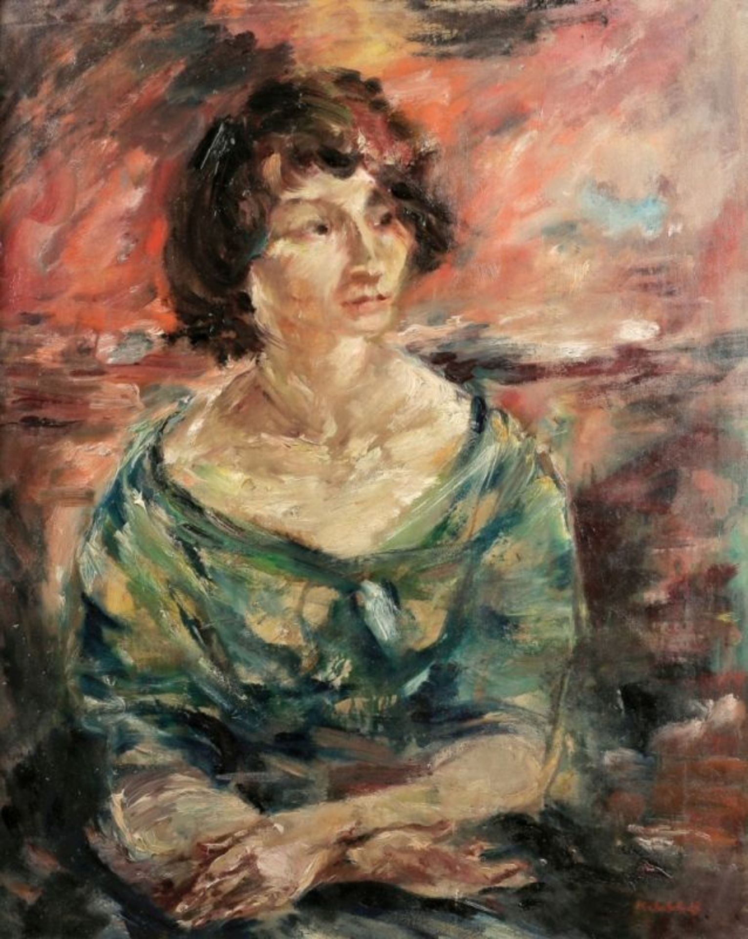 Wilhelm Kohlhoff1893 Berlin - 1971 Schweinfurt - "Damenportrait", um 1921 - Öl/Lwd. 100 x 80 cm.