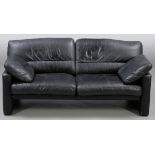 LedersofaWK Wohnen. Leder. 77 x 175 x 86 cm. Best. 2-Sitzersofa mit sechs losen Kissen.